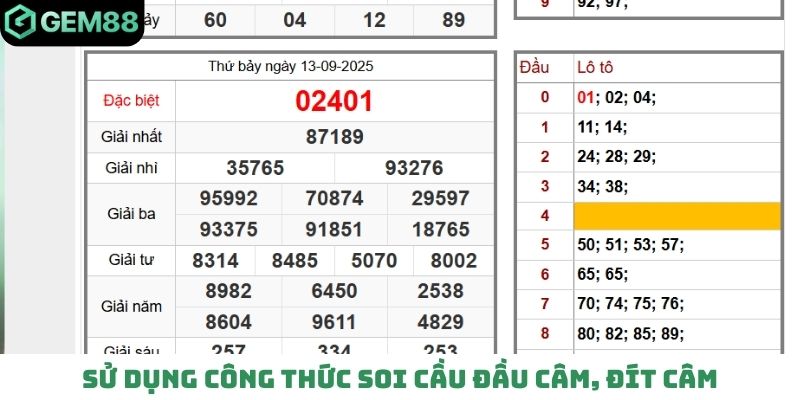 Sử dụng công thức soi cầu đầu câm, đít câm